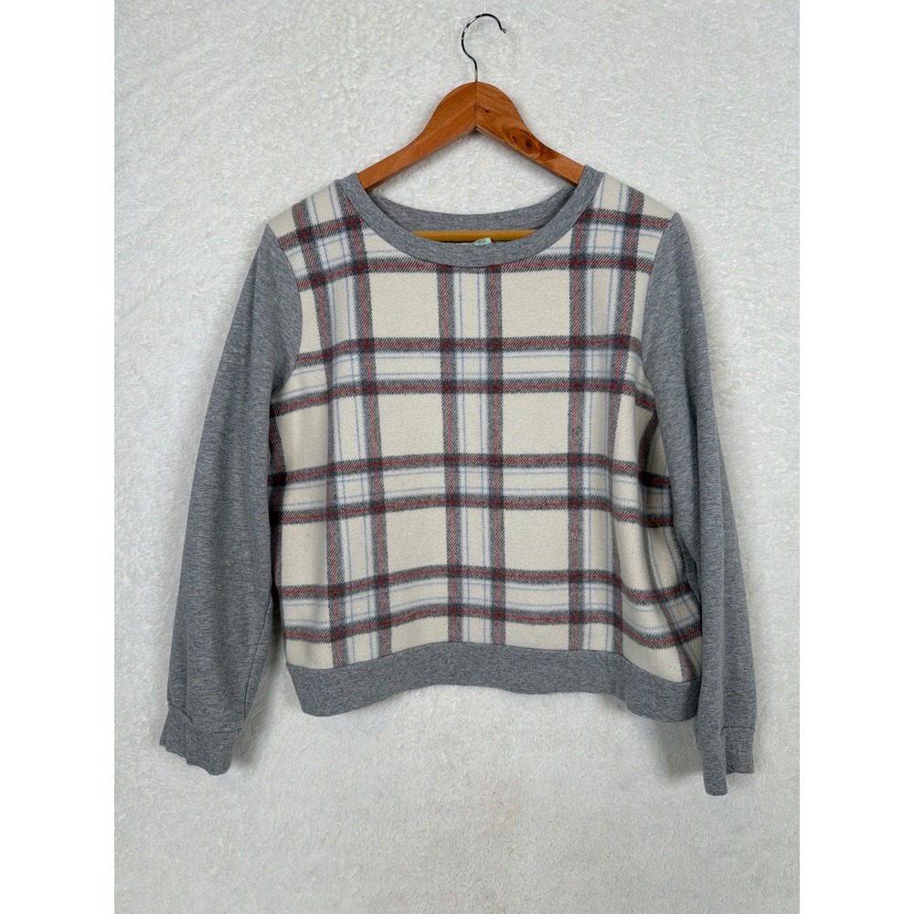 Saturday Sunday Sweatshirt Womens Medium Gray Plaid Wool Blend Pullover Top